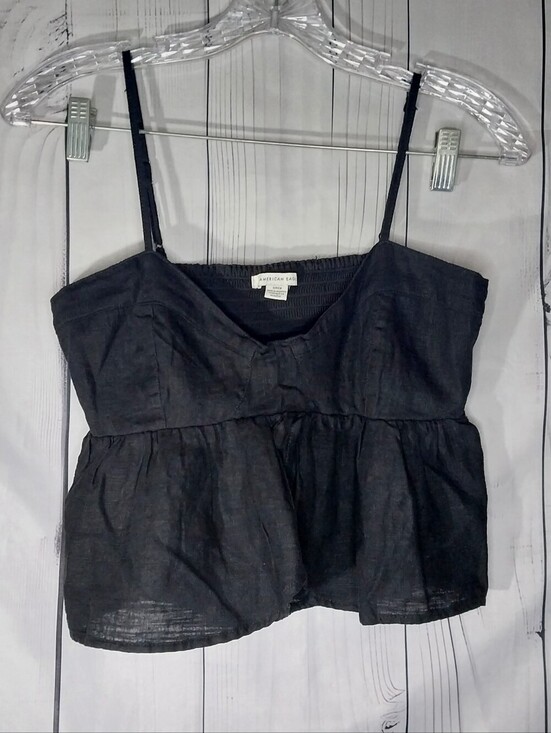 American Eagle Outfitters Tops - American Eagle Outfitters Black Smocked  Peplum Babydoll Boho Coquette Top